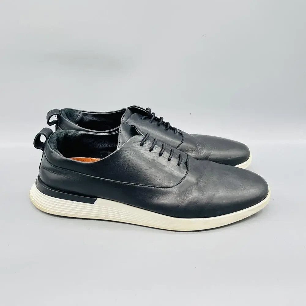 Wolf & Shepherd Shoes Mens 11 Black Leather Low Top Casual Sneakers Comfort